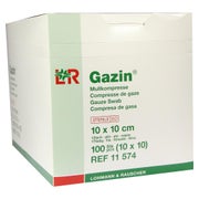 Lohmann Rauscher Gazin Mullkompresse steril, 10x10cm, 12- fach, 17-fädig, 10x10 Stück 10X10 St