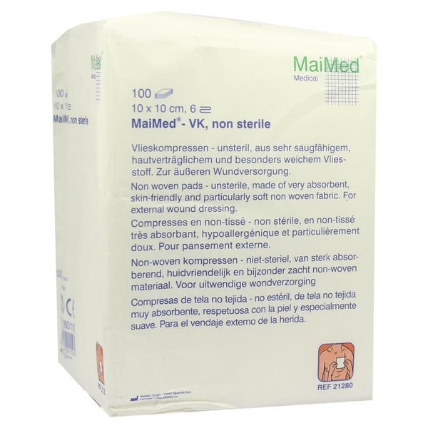 MaiMed Vlieskompressen unsteril 6- lagig 100 Stück - 10 x 10 cm 100 St