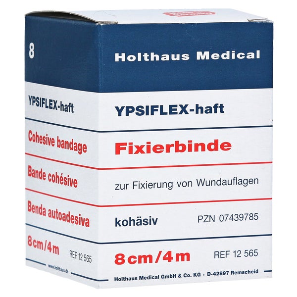 Holthaus Medical YPSIFLEX haft Fixierbinde, kohäsiv 4 m - 1 Packung = 1 Stück einzeln in Schachtel, Maße: 8 cm x 4 m 1 St