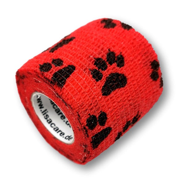 LisaCare selbstklebender Verband - Pfote Rot - 5cm x 4,5cm 1 St