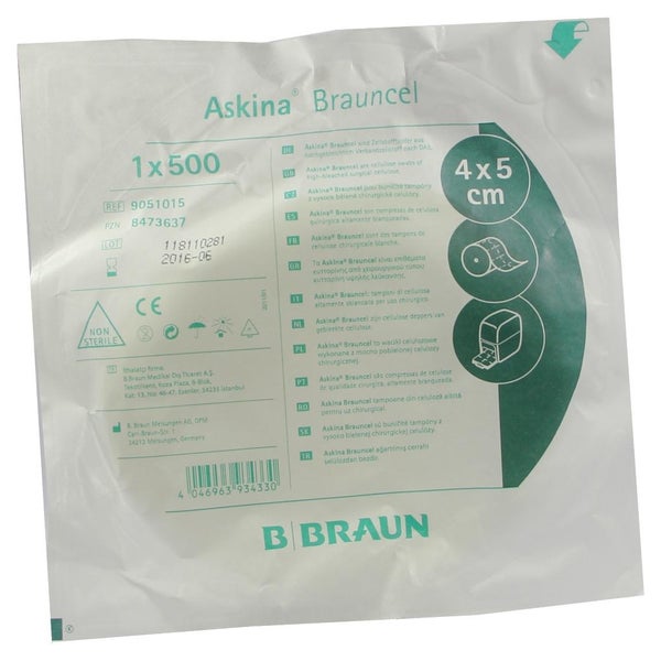 B. Braun Askina Brauncel Zellstofftupfer auf Rolle 500 Tuper 4 x 5 cm 500 St