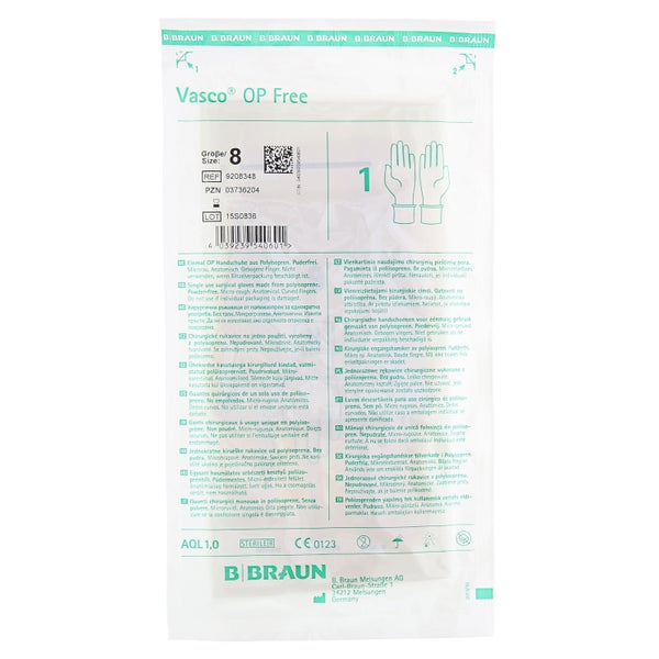 B. Braun Vasco OP Free Einmalhandschuhe Polyisopren naturweiß steril 40 Paar - 8 2 St