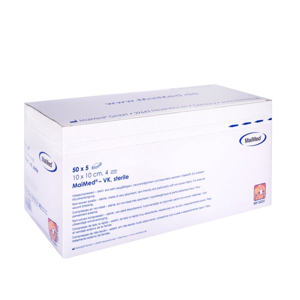 MaiMed® Vlieskompressen steril 4-fach 50 x 5 Stück - 10 x 10 cm 50X5 St