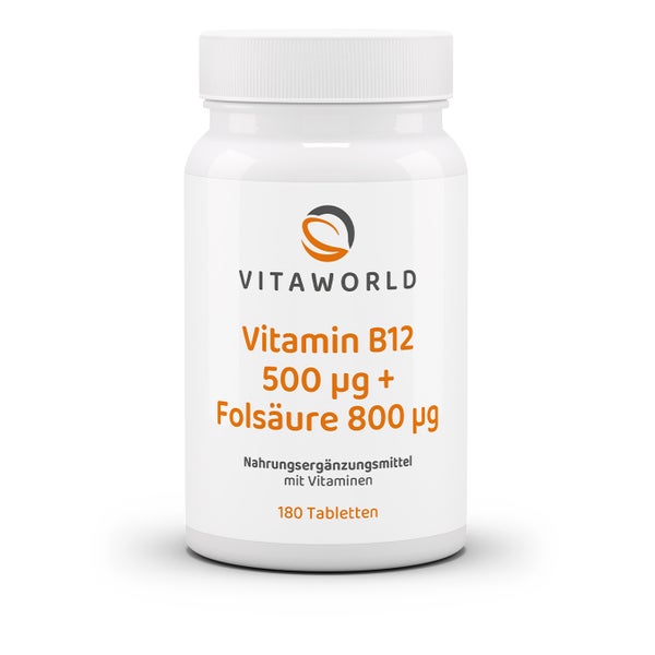 Vitamin B12 500 µg+Folsäure 800 µg Table 180 St