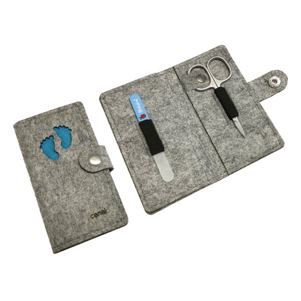 Maniküre-Etui aus Filz "Baby blau" grau, 2-teilig 1 St