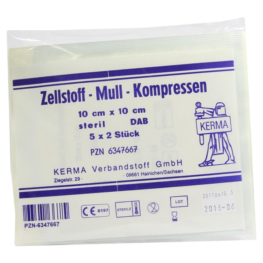 Zellstoff Mullkompressen 10x10 cm steril 5X2 St