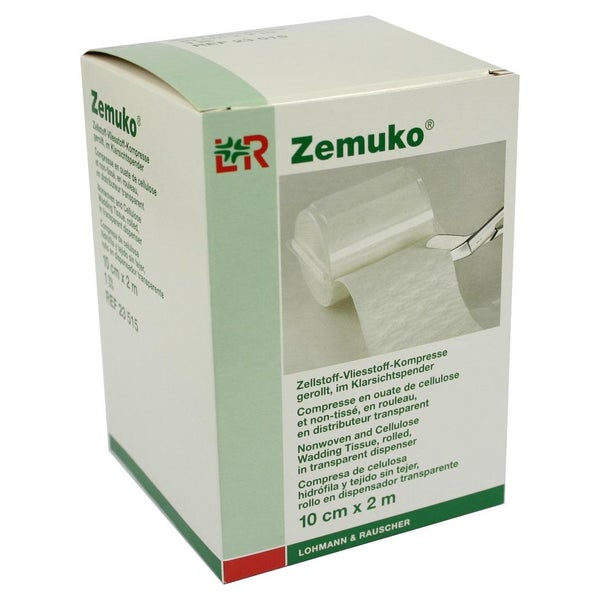 Lohmann & Rauscher Zemuko Universalkompresse, gerollt, saugfähig - 1 Rolle, im Klarsichtspender, Maße: 10 cm x 2 m 1 St
