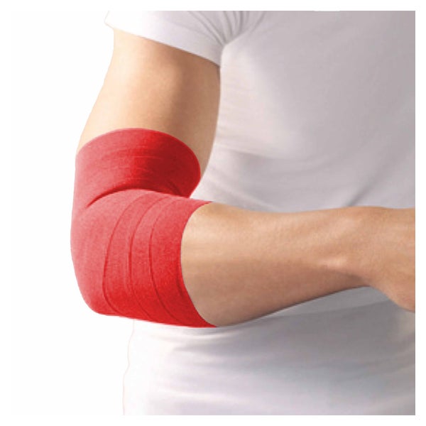 Lohmann & Rauscher Haftelast Fixierbinde, latexfrei, rot, selbsthaftend - 1 Packung = 6 Stück, lose im Karton, Maße: 8 cm x 20 m 6 St