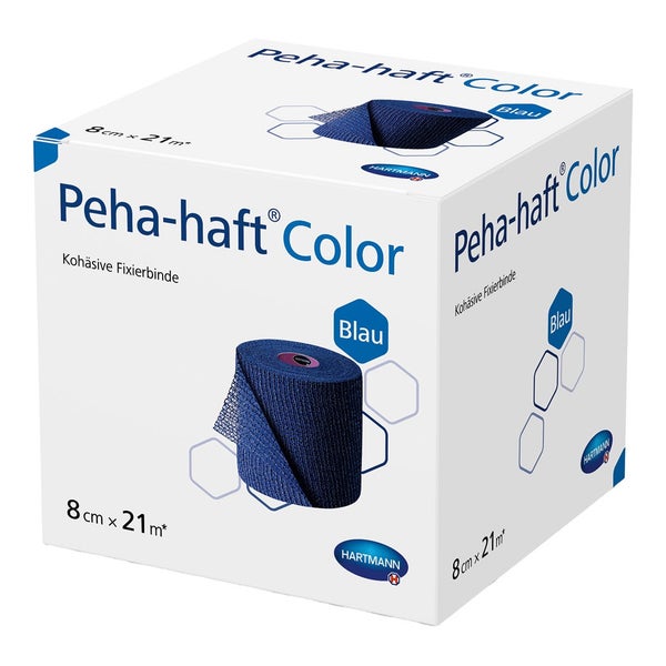 Hartmann Peha-haft Fixierbinde, 21 m, selbsthaftend, blau - 8 cm / 1 Packung = 1 Binde (21 m) 1 St