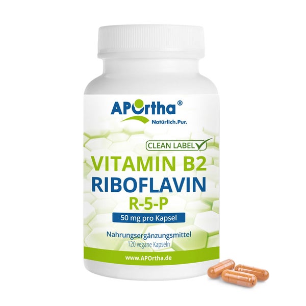 APOrtha® Vitamin B2 - Riboflavin 50 mg - R-5-P - vegane Kapseln 120 St