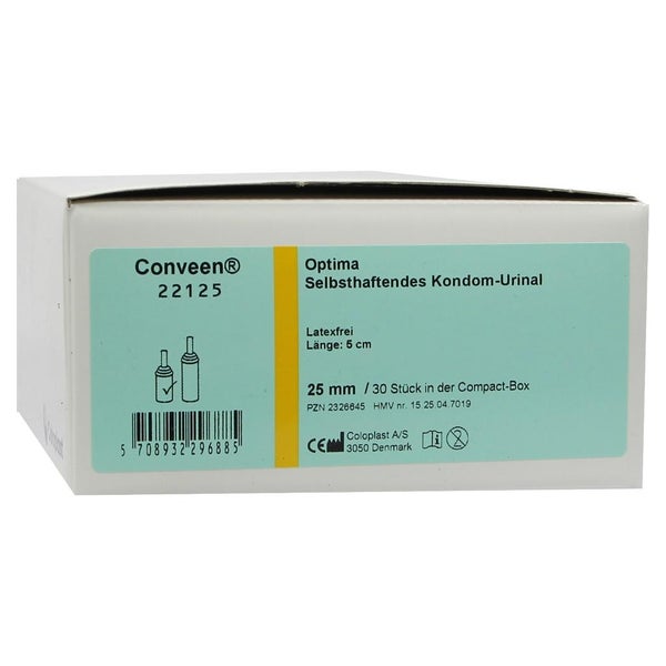 Conveen Optima kürzere Länge Urinal Kondom, 5 cm lang, 25 mm 30 St