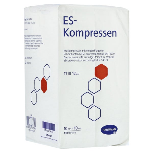 Es-kompressen Unsteril 10x10 cm 12fach 100 St