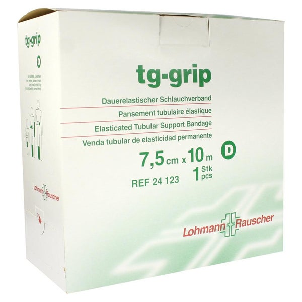 Lohmann & Rauscher tg grip Stütz-Schlauchverband, 10 m, querelastisch und hautfreundlich - 1 Stück, D (7,5 cm) für Arm (mittel), Unterschenkel 1 St