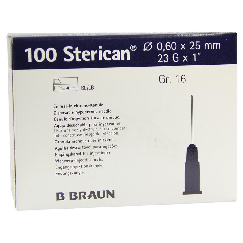 B. Braun Sterican Standardkanülen 100 Stück (Gr. 16, G 23 x 1" / Ø 0,60 x 25 mm, blau) 100 St