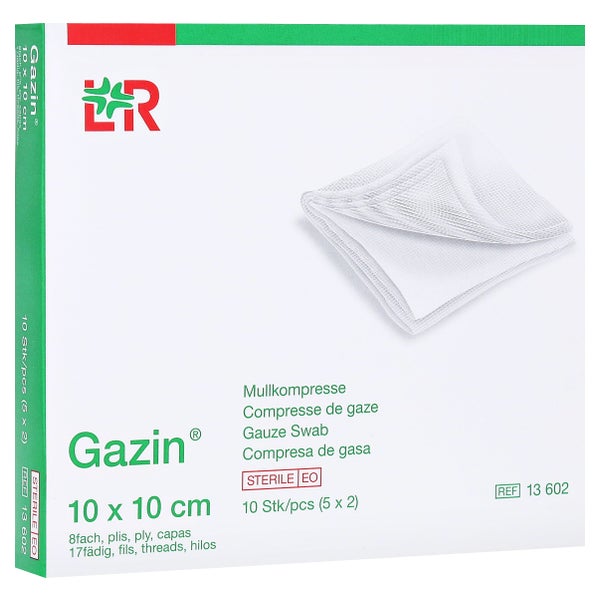 Lohmann & Rauscher Gazin Mullkompresse steril, 8- fach,  5 x 2 Stück - 10 x 10 cm 5X2 St