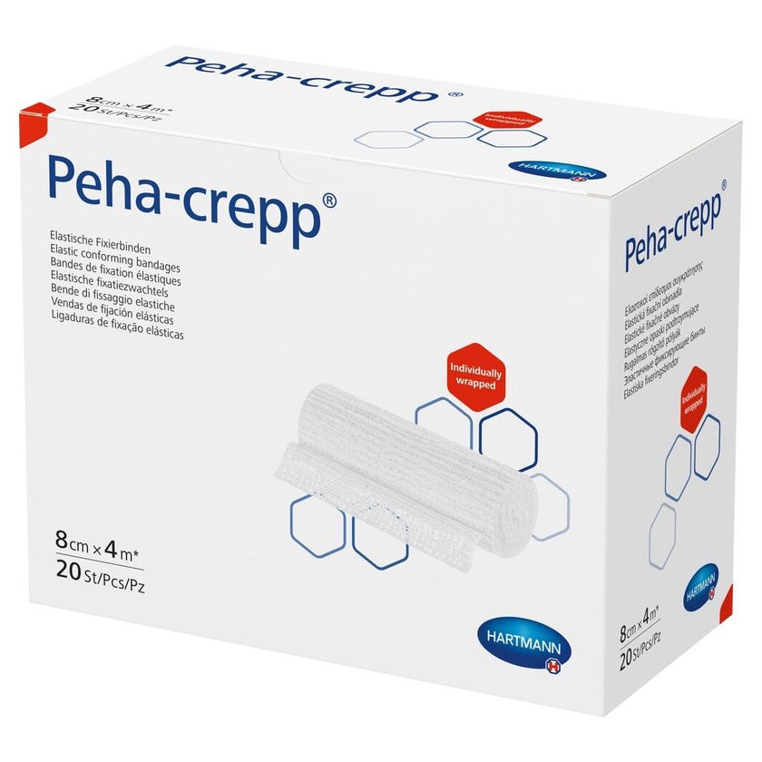 Hartmann Peha-crepp Fixierbinde, 4 m, superelastisch - 8 cm / 1 Stück – einzeln verpackt (4 m) 1 St