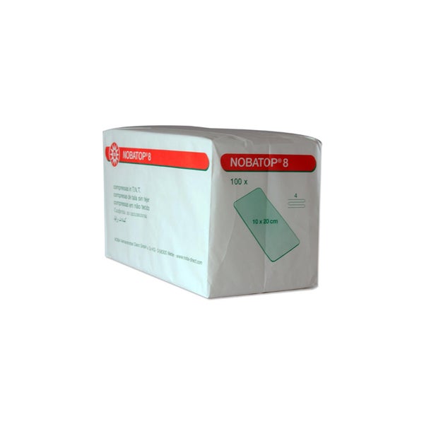 NOBA Nobatop 8 unsterile Vliesstoffkompressen 4- lagig 100 Stück - 10 x 20 cm 100 St