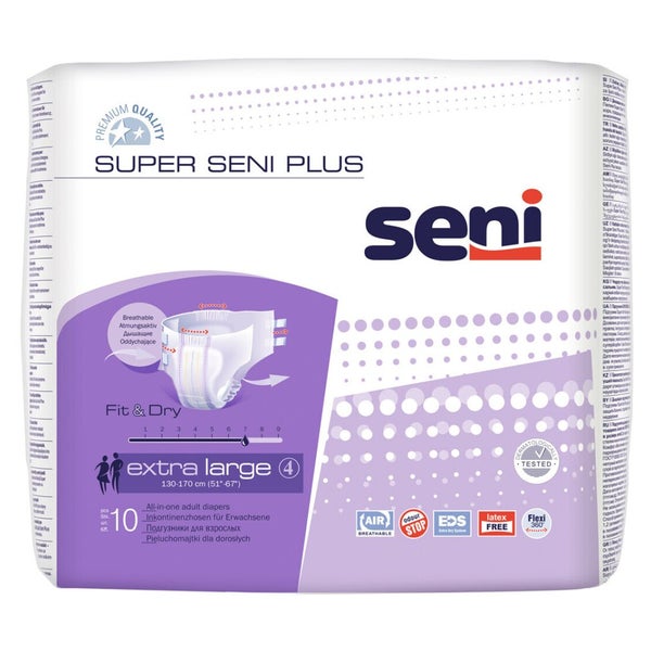 Super seni Plus XL Inkontinenzhosen, Unisex, 10er Pack, 130 - 170 cm, 3200 ml 6X10 St