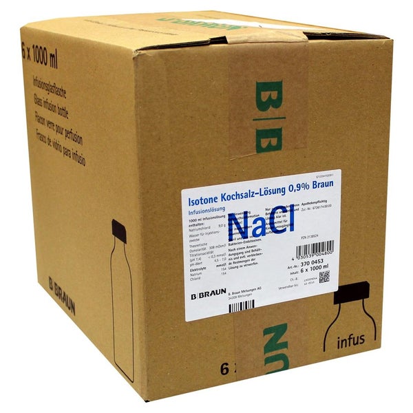 Kochsalzlösung 0,9% Glasflasche 6X1000 ml