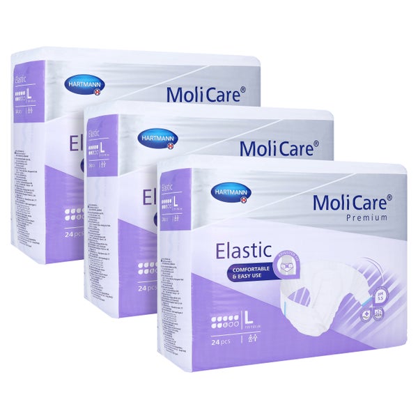 MoliCare Premium Elastic, 8 Tropfen, Gr. L, Hüftumfang 115 - 145 cm 3X24 St