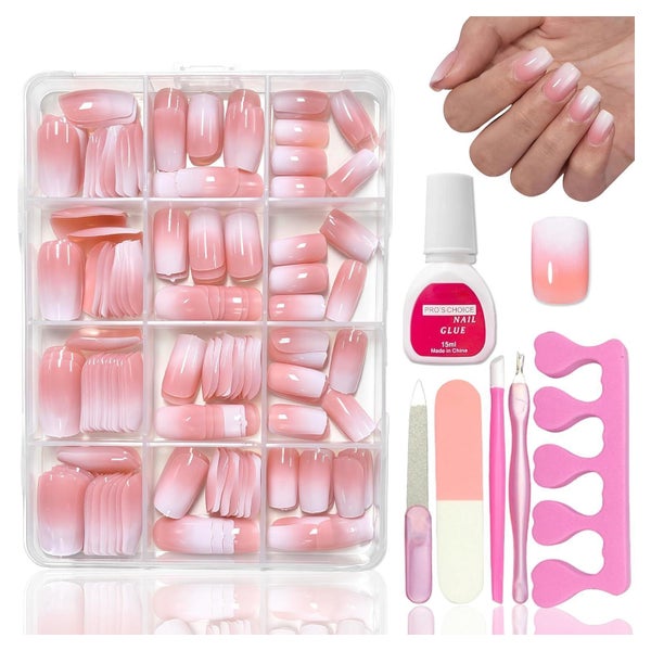 Falsche Nägel 360 Nude Rosa Gradient Square 1 ml (1er Pack) 1 St