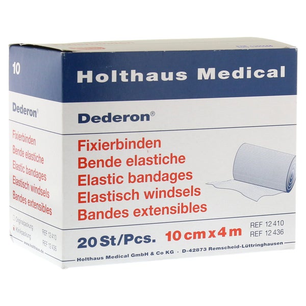 Holthaus Medical Dederon Fixierbinde 4 m - 1 Packung = 20 Stück lose in der Schachtel, Maße: 10 cm x 4 m 20 St