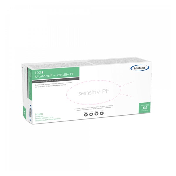 MaiMed® sensitiv PF Einmalhandschuhe, Latex, puderfrei 100 Stck. - XS 100 St