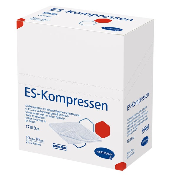 Hartmann ES Mullkompressen steril 10 x 10 cm, 17-fädig, 8-fach 25X2 St