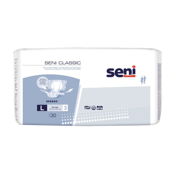 Seni Classic Large Inkontinenzwindeln Unisex, 100 - 150 cm, 2500 ml 4X30 St