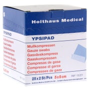 Holthaus Medical YPSIPAD Mullkompresse DIN EN 14079, steril - 1 Packung = 25 x 2 Stück, Maße: 5 x 5 cm 25X2 St