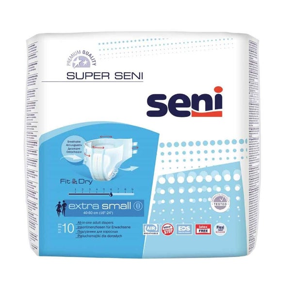 Super Seni Extra Small Inkontinenzhosen, Unisex, 10er Pack, 40 - 60 cm, 1400 ml 12X10 St