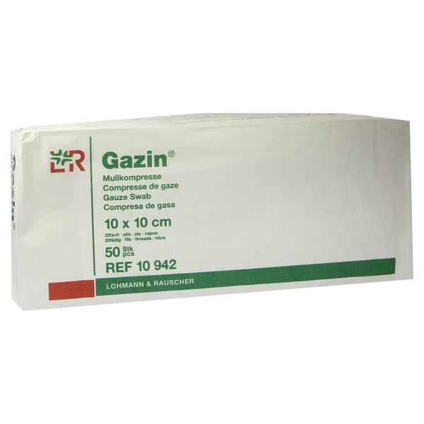 Lohmann Rauscher Gazin Mullkompresse 10x10cm, 32-fach, 20-fädig, 50 Stück 50 St