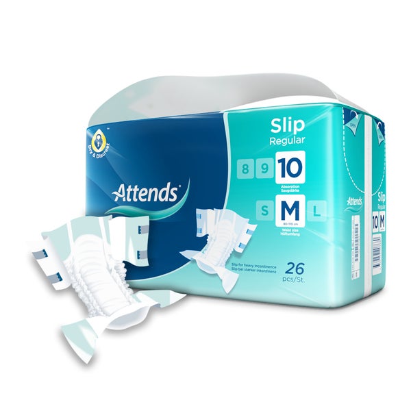 Attends Slip Regular 10 All-in-One Inkontinenzprodukt Medium, 26 Stück 26 St