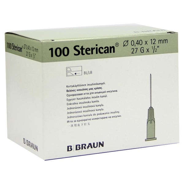 B. Braun Sterican Insulinkanülen 100 Stück - 0,40 x 12 mm  27 x 1/2'' grau 100 St