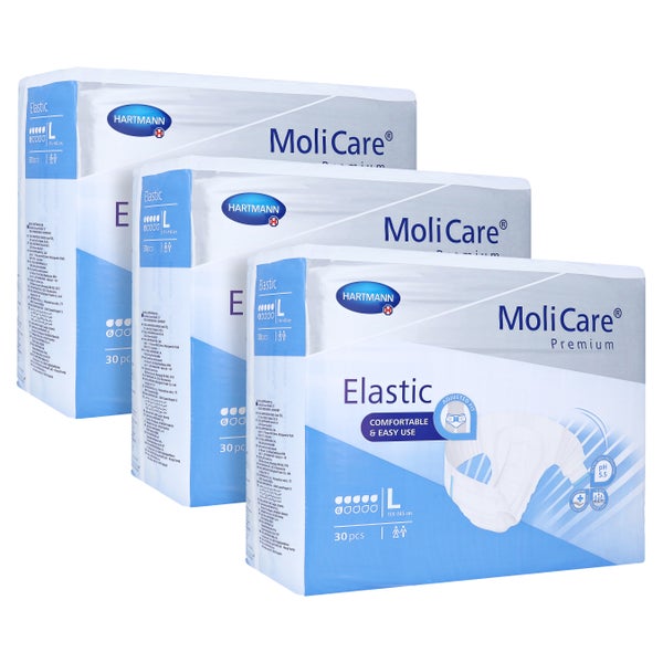 MoliCare Premium Elastic, 6 Tropfen, Gr. L, 115 - 145 cm Hüftumfang 3X30 St
