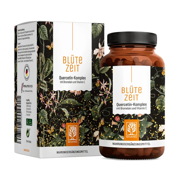 Quercetin Komplex mit Bromelain & Vitamin C - BLÜTEZEIT - 120 vegane Kapseln - NATURTREU® 120 St