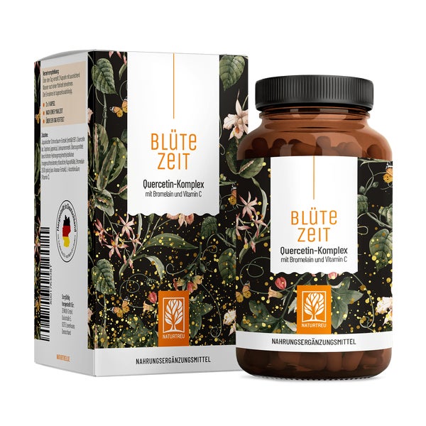 Quercetin Komplex mit Bromelain & Vitamin C - BLÜTEZEIT - 120 vegane Kapseln - NATURTREU® 120 St