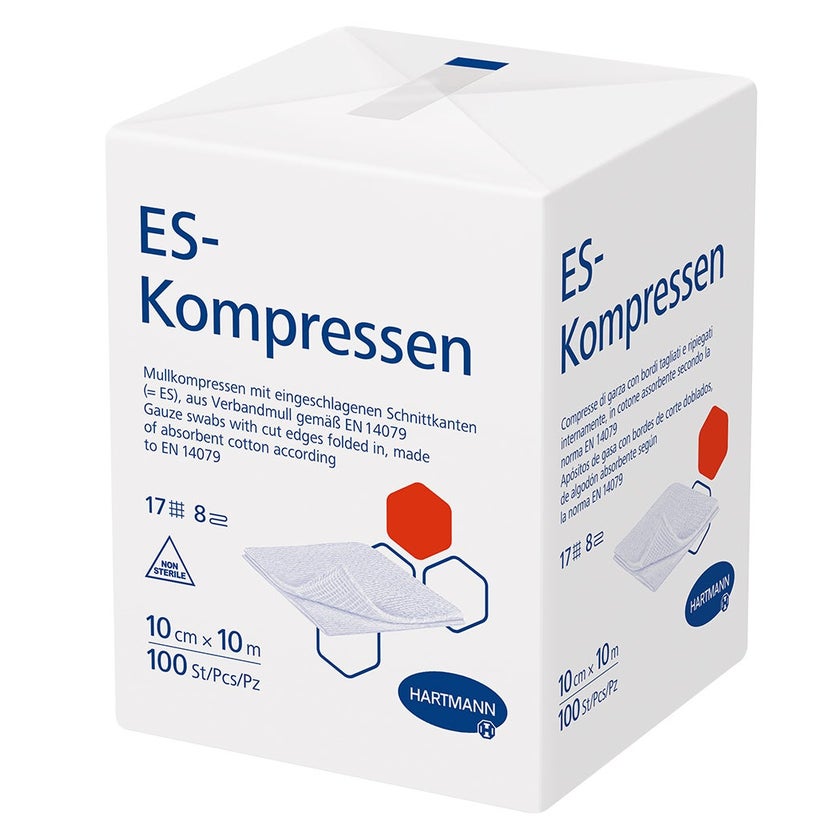 Hartmann ES-Kompressen unsteril 8- lagig 100 Stück - 10 x 10 cm / Einzelpackung 100 St