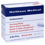 Holthaus Medical Cottonelast Kurzzug-Binde 5 m, Baumwolle - 1 Packung = 2 Stück in Faltschachtel, Maße: 10 cm x 5 m 2 St