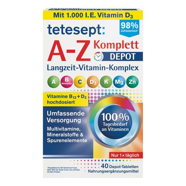 tetesept Vitamin A-Z Kompeltt Depot | Langzeit-Vitamin-Komplex 40 St