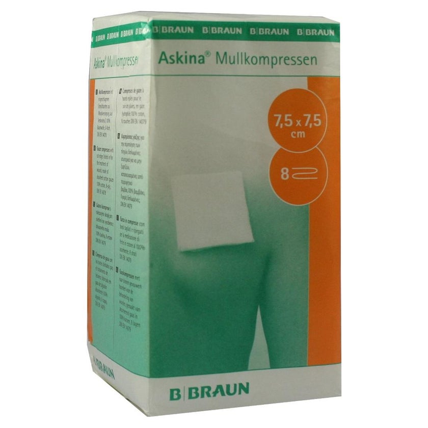 Askina Mullkompressen 7,5x7,5 cm unsteri 100 St