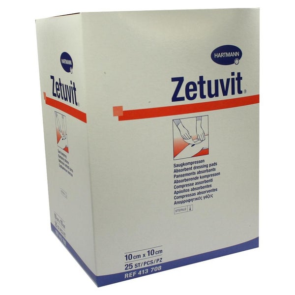 Hartmann Zetuvit Saugkompressen steril (25 Stck.) - 10 x 10 cm / Packung = 25 Stück 25 St