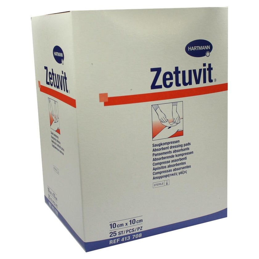 Hartmann Zetuvit Saugkompressen steril (25 Stck.) - 10 x 10 cm / Packung = 25 Stück 25 St