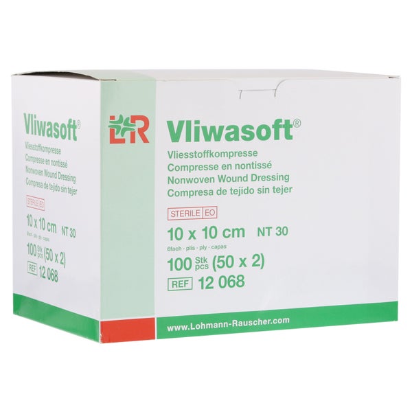 Lohmann Rauscher Vliwasoft Vliesstoffkompresse 6 - fach steril 50 x 2 Stück - 10x10 cm 50X2 St