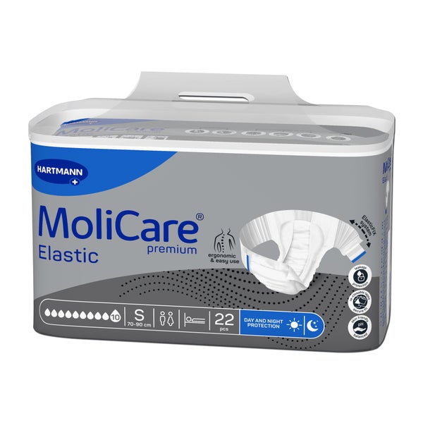MoliCare Premium Elastic, 10 Tropfen, Gr. S, 70 - 90 cm Hüftumfang 3X22 St