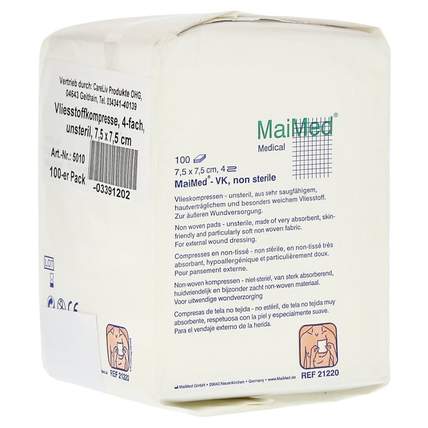 Vliesstoff-kompressen Unsteril 7,5x7,5 c 100 St