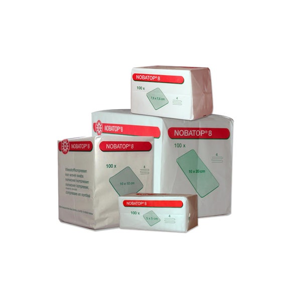 NOBA Nobatop 8 unsterile Vliesstoffkompressen 4-lagig 200 Stück - 10 x 10 cm 200 St
