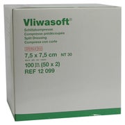 Produktabbildung: Lohmann Rauscher Vliwasoft Schlitzkompresse steril 50 x 2 Stück - 7,5 x 7,5 cm 50X2 St