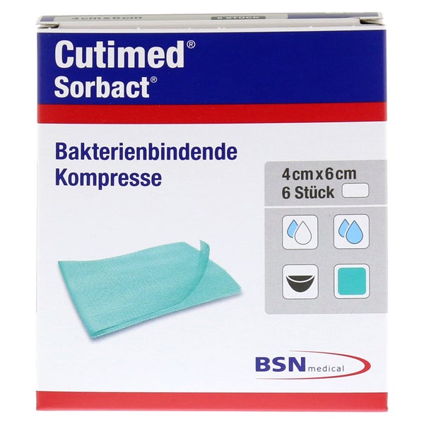 Cutimed Sorbact Kompressen 4x6 cm 6 St