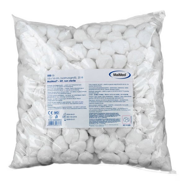 MaiMed® Mulltupfer - 15 x 16 cm, Walnuss groß 500 Stück 500 St